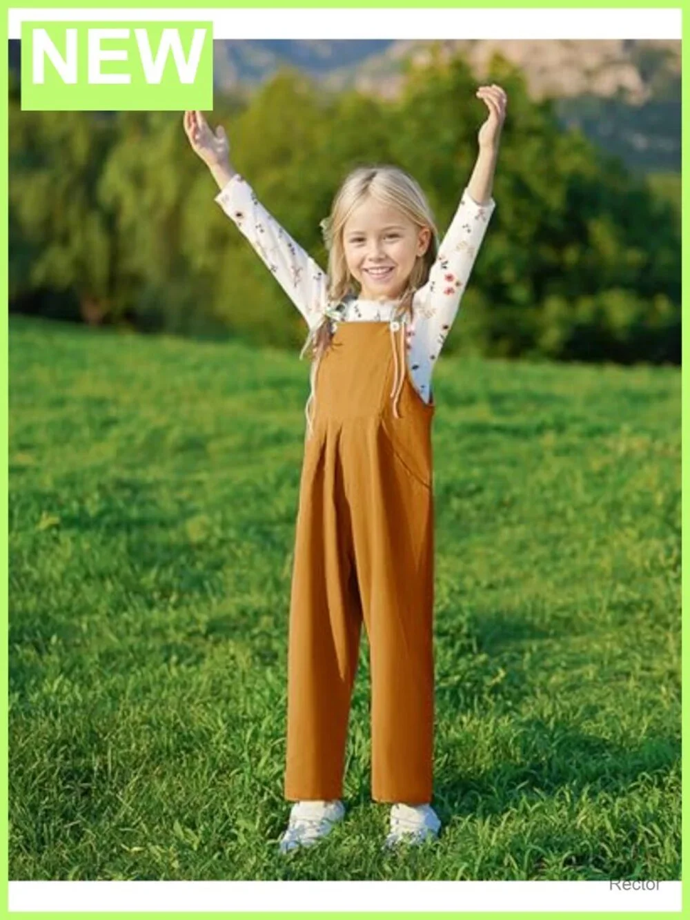 Toddler Girl 2Pc Overall Outfit Cotton Blend Long Sleeve Top Pants Set
